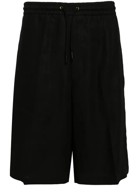drawstring-waist linen shorts