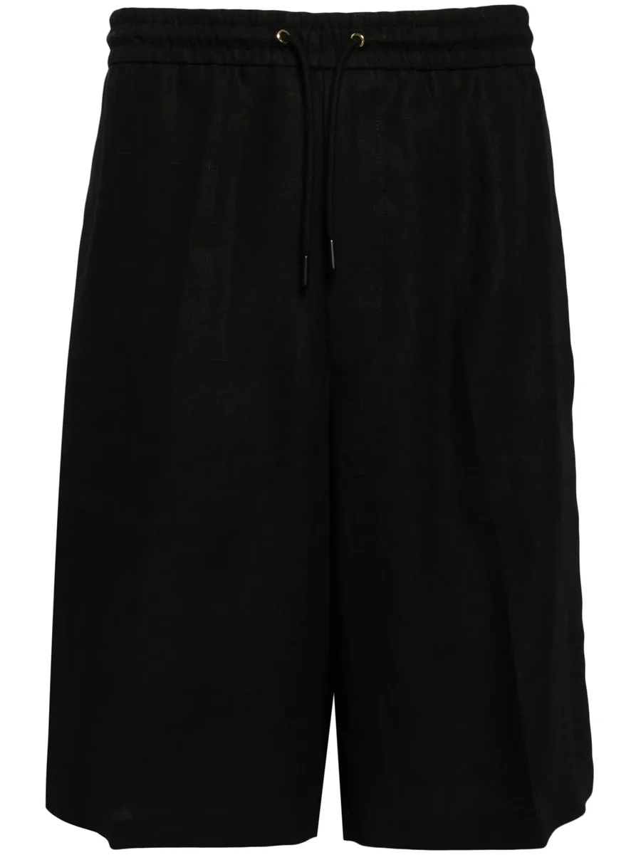 drawstring-waist linen shorts 2