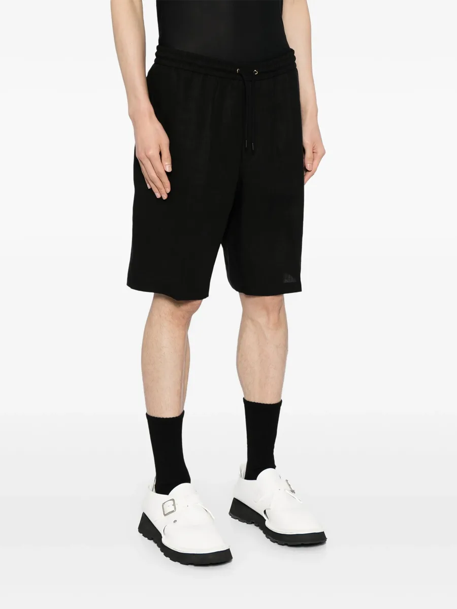 drawstring-waist linen shorts 6