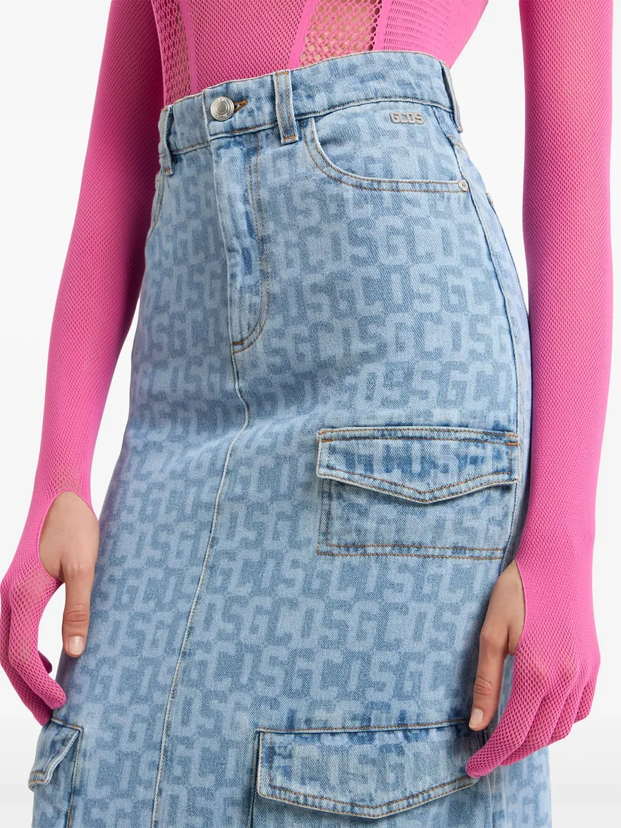 джинсовая юбка с монограммой 9
