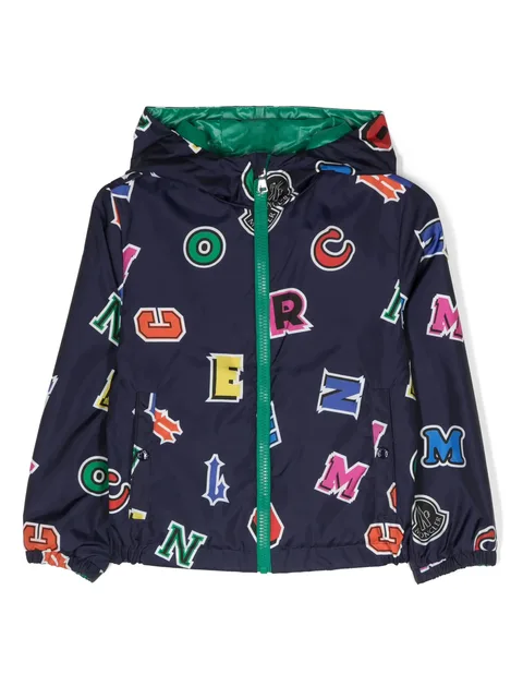 letters padded hooded jacket