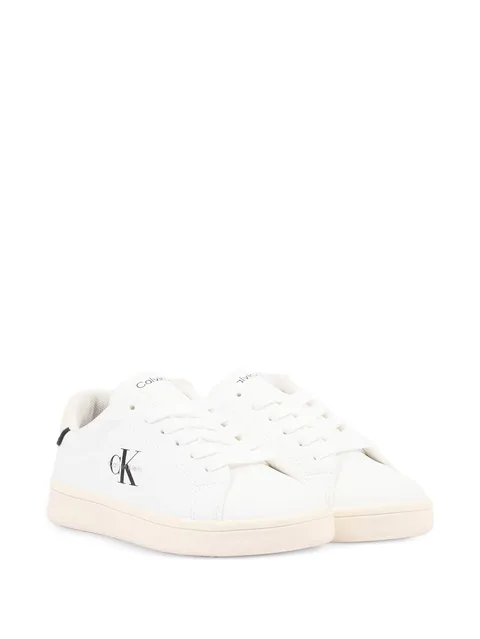 logo-print leather sneakers