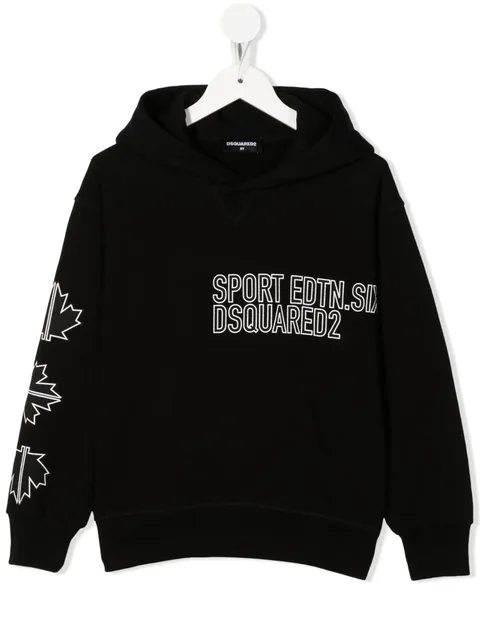 logo-print detail fleece hoodie