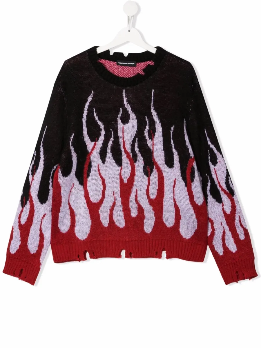 flame print distressed jumper 2
