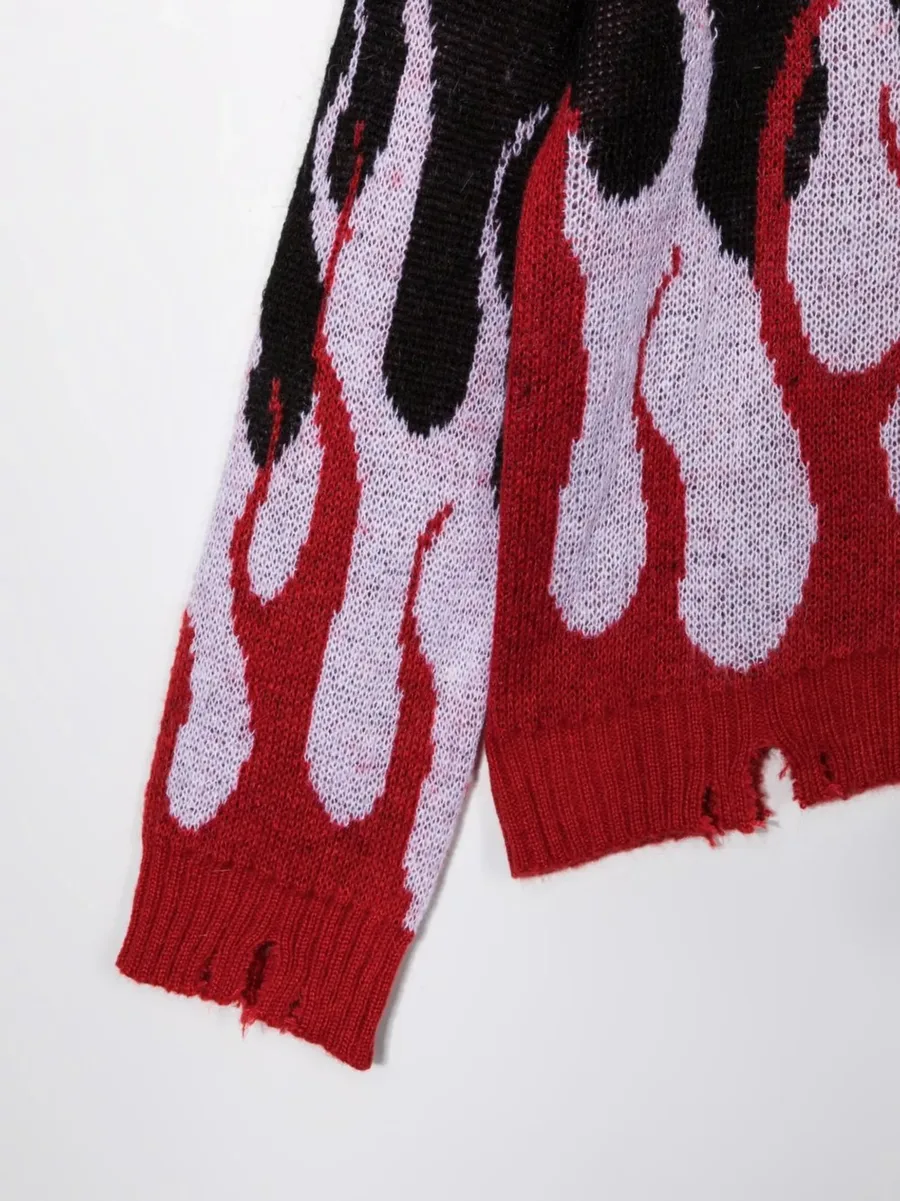 flame print distressed jumper 6