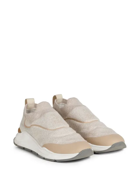 techno cotton knit runners with heat-bonded details