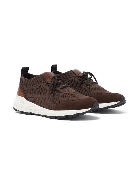 knit-textured lace-up sneakers