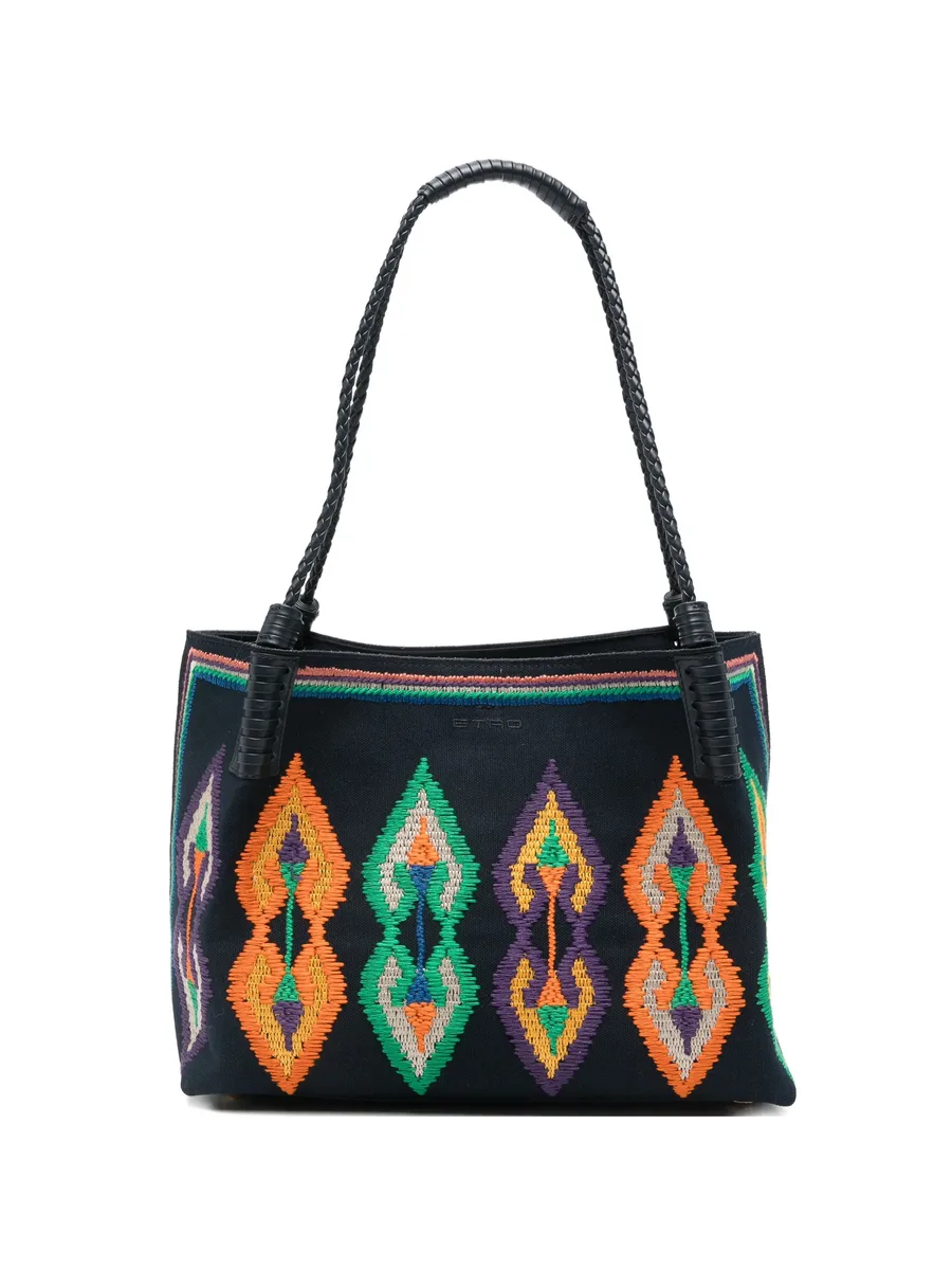 medium canvas Libra tote bag with embroidery 2