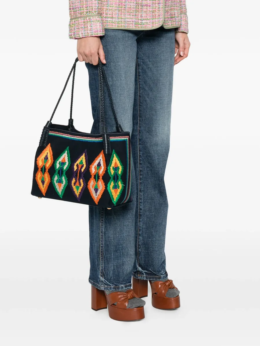 medium canvas Libra tote bag with embroidery 3