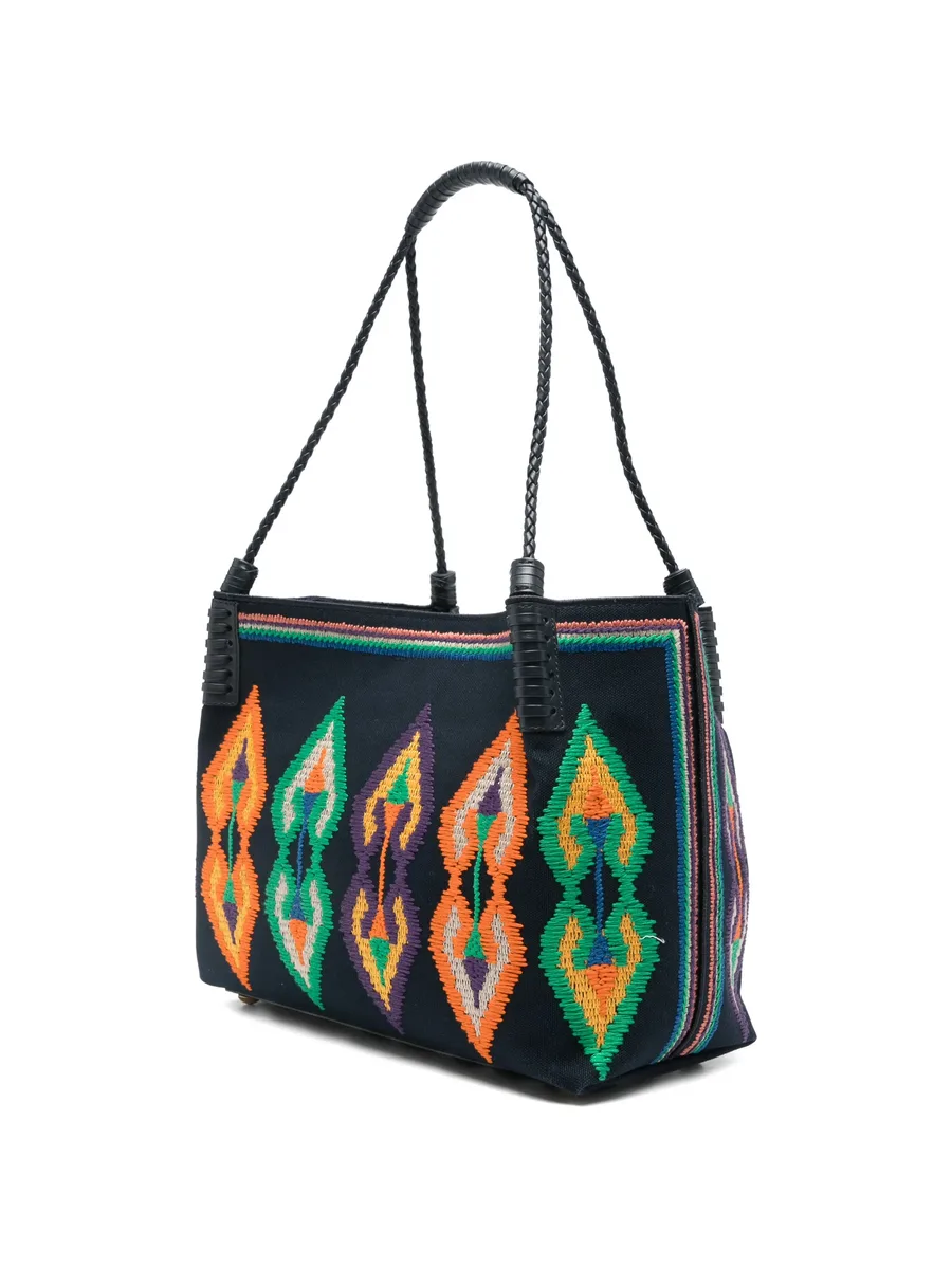 medium canvas Libra tote bag with embroidery 6