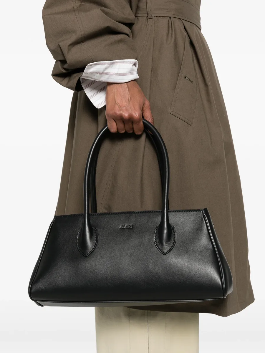 logo-plaque leather tote bag 4