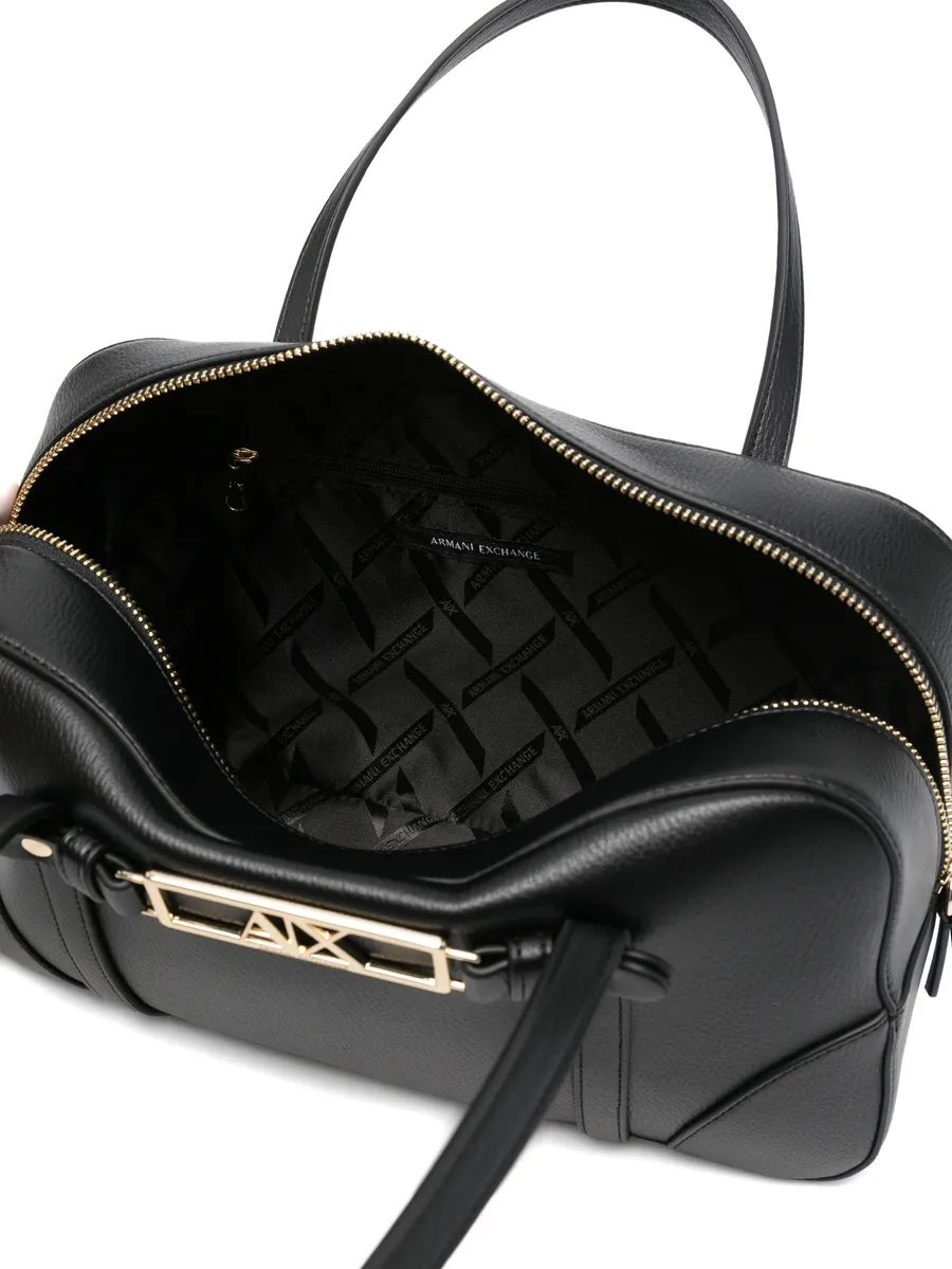 logo-plaque leather tote bag 10
