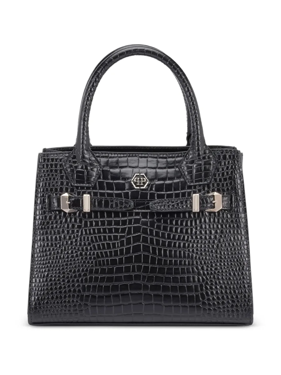 small crocodile-effect logo tote bag 2