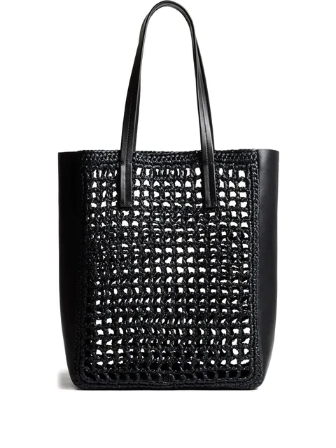 small Zoe woven-panel tote bag