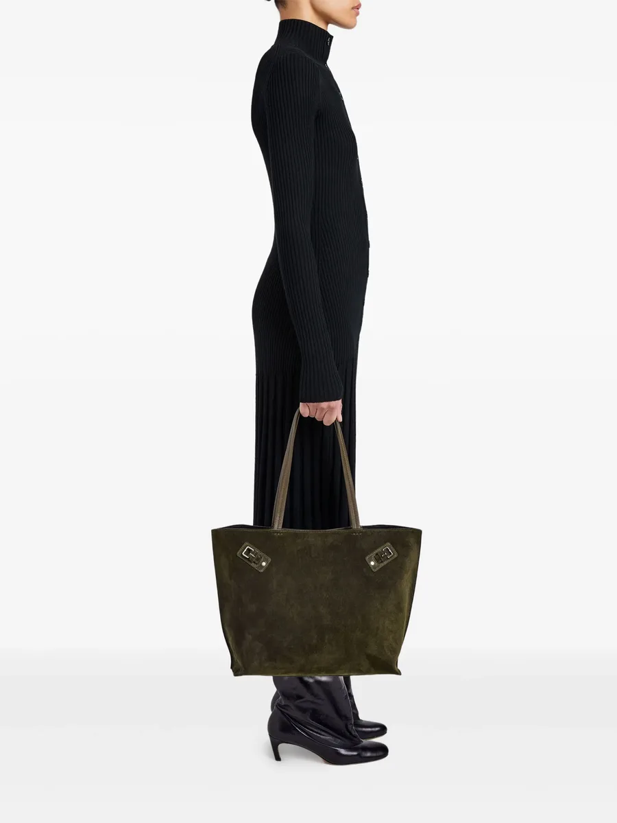 buckle-detail suede tote bag 4