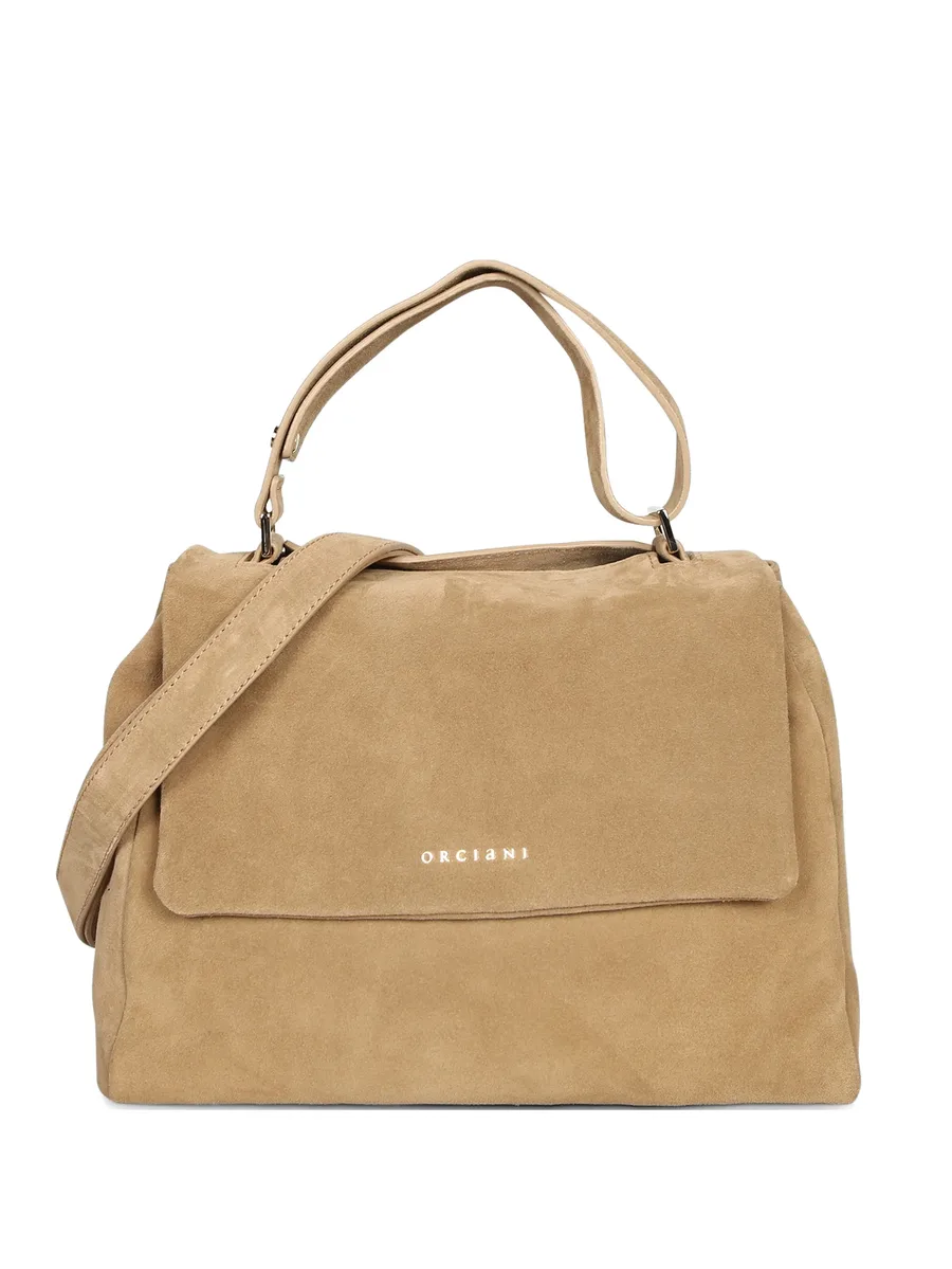 logo-lettering suede tote bag 1