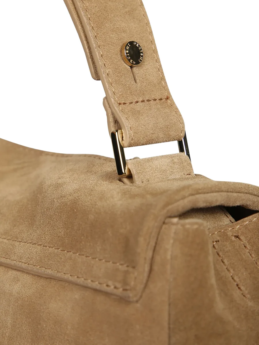 logo-lettering suede tote bag 6
