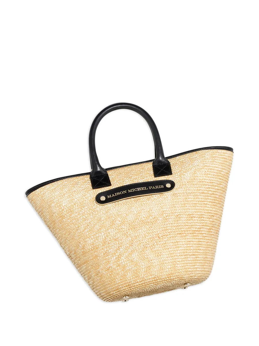 Brittany straw leather-trimmed tote bag 3