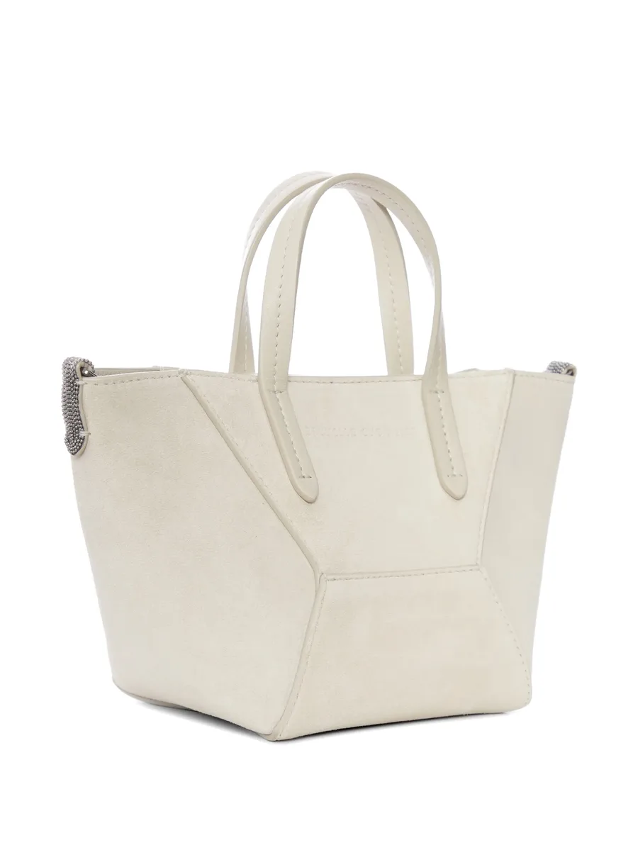 geometric-panelled suede tote bag 5