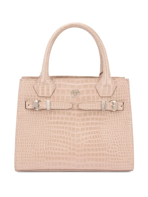 small crocodile-printed tote bag