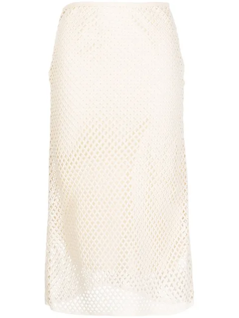 open-knit midi skirt