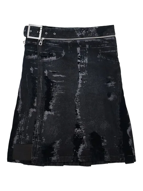 flock-detail pleated skirt