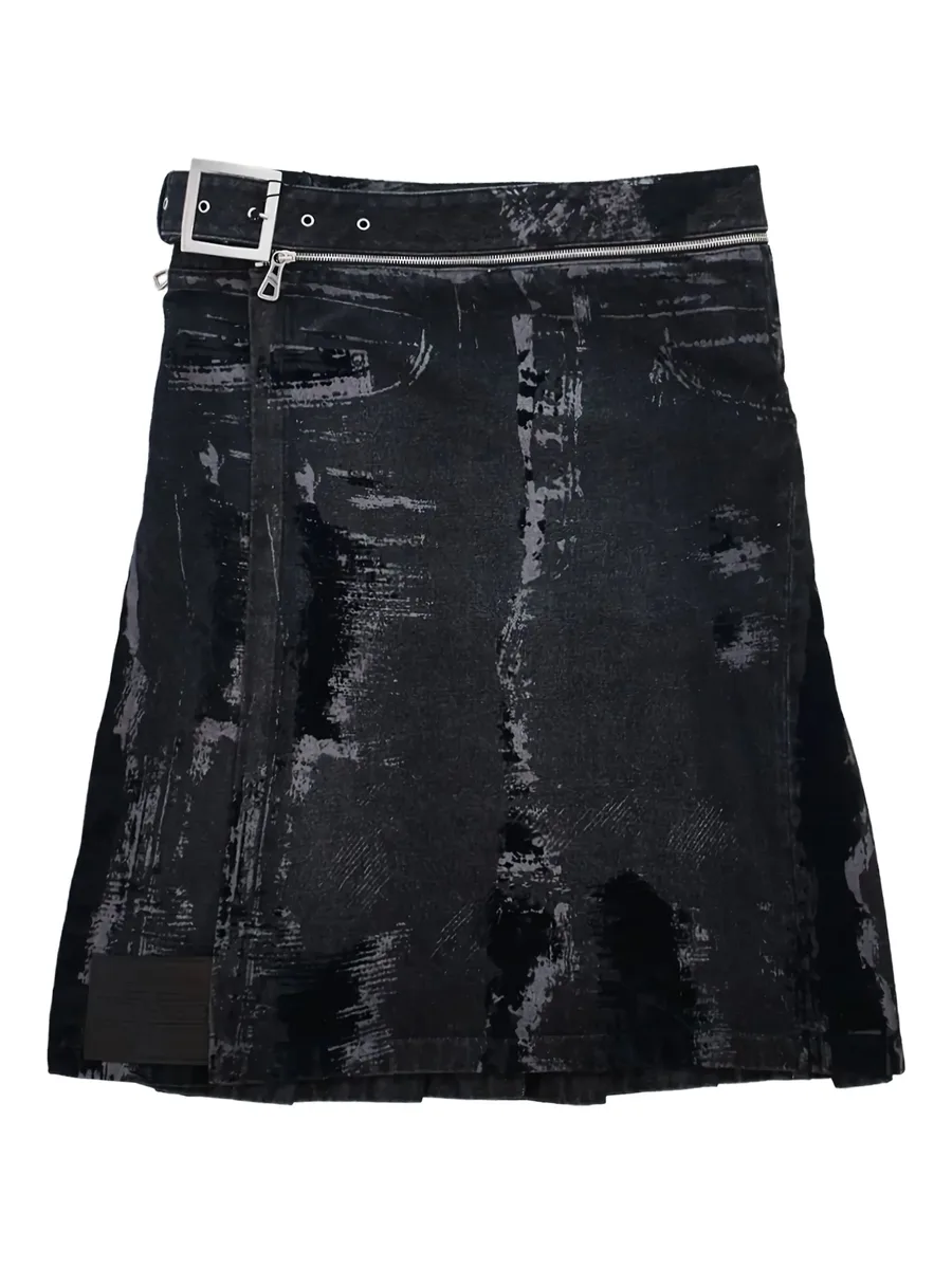 flock-detail pleated skirt 2