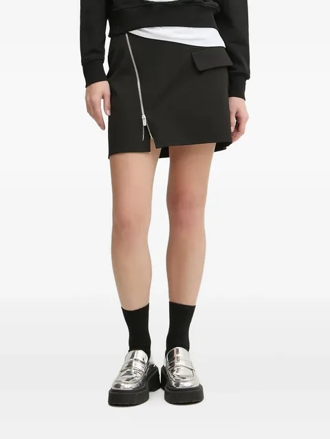 zip-detail flap-pocket mini skirt
