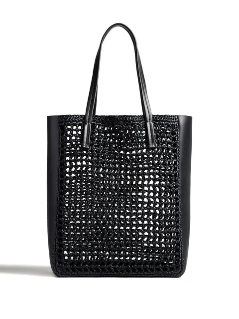 woven-panel tote bag