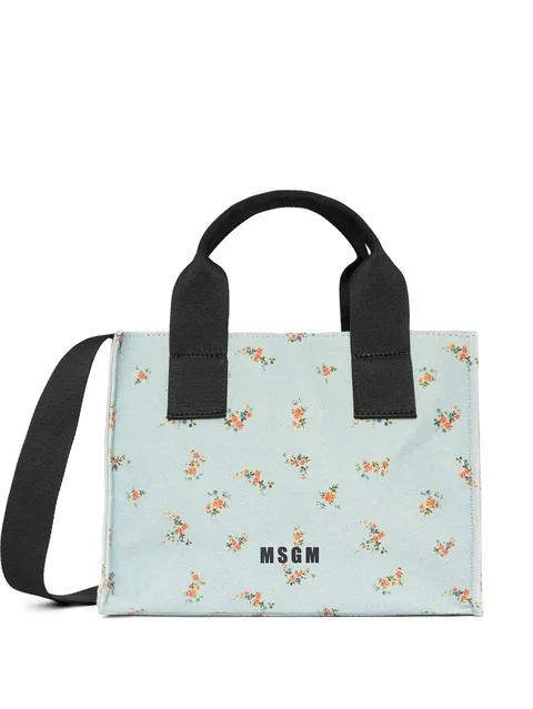 floral-print tote bag