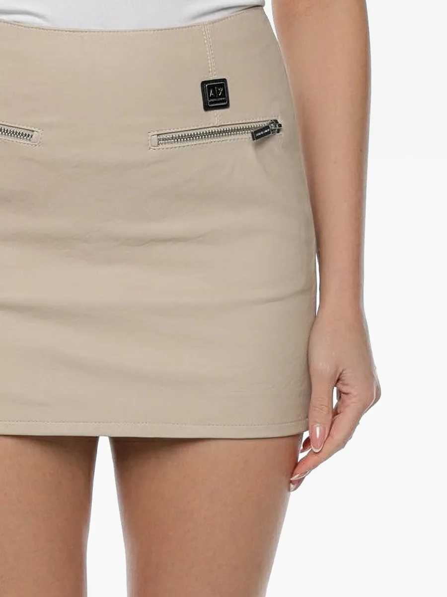 zip-detail leather mini skirt 4