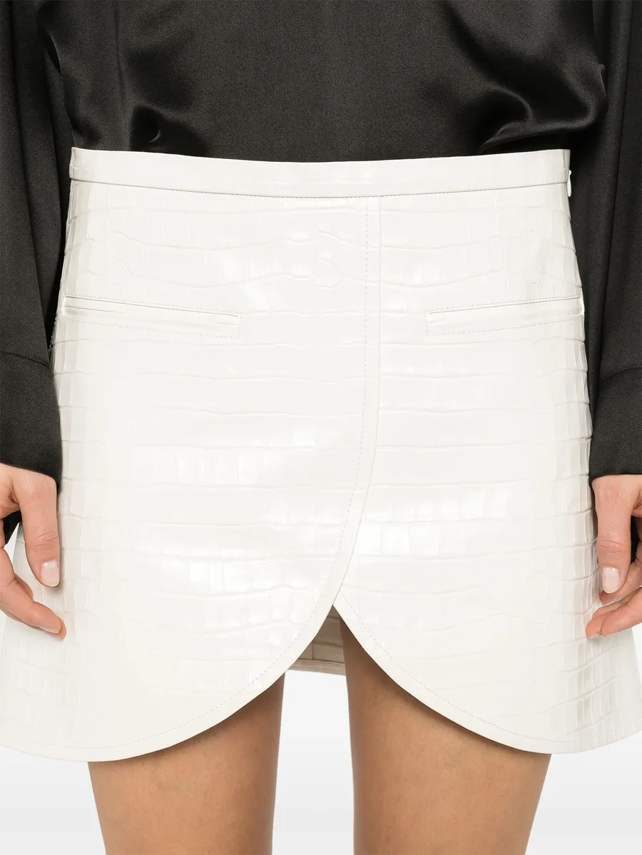 Ellipse crocodile-effect leather mini skirt 9