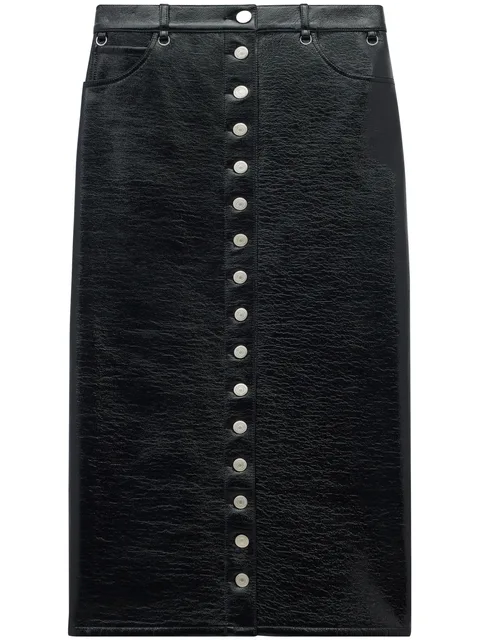 Multiflex patent-finish midi skirt