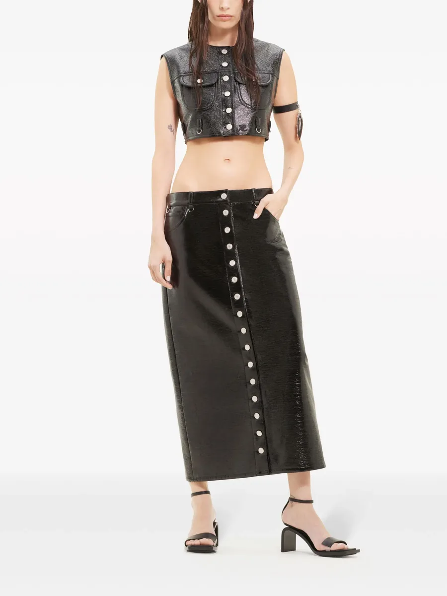 Multiflex patent-finish midi skirt 4