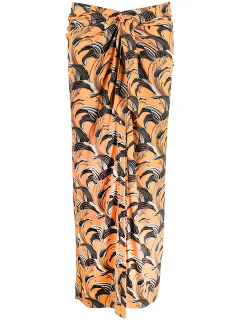 printed ruched skirt