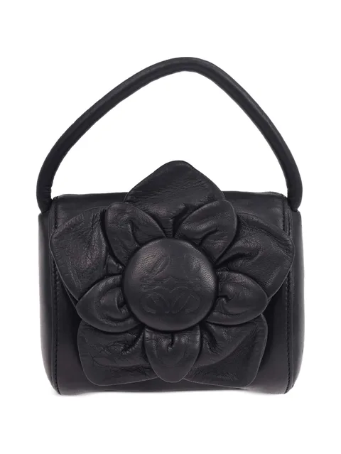 1990-2000s flower-detail leather tote bag