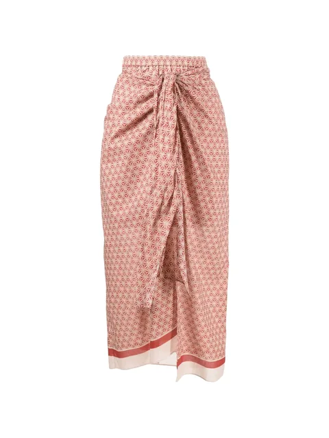 geometric-print wrap midi skirt