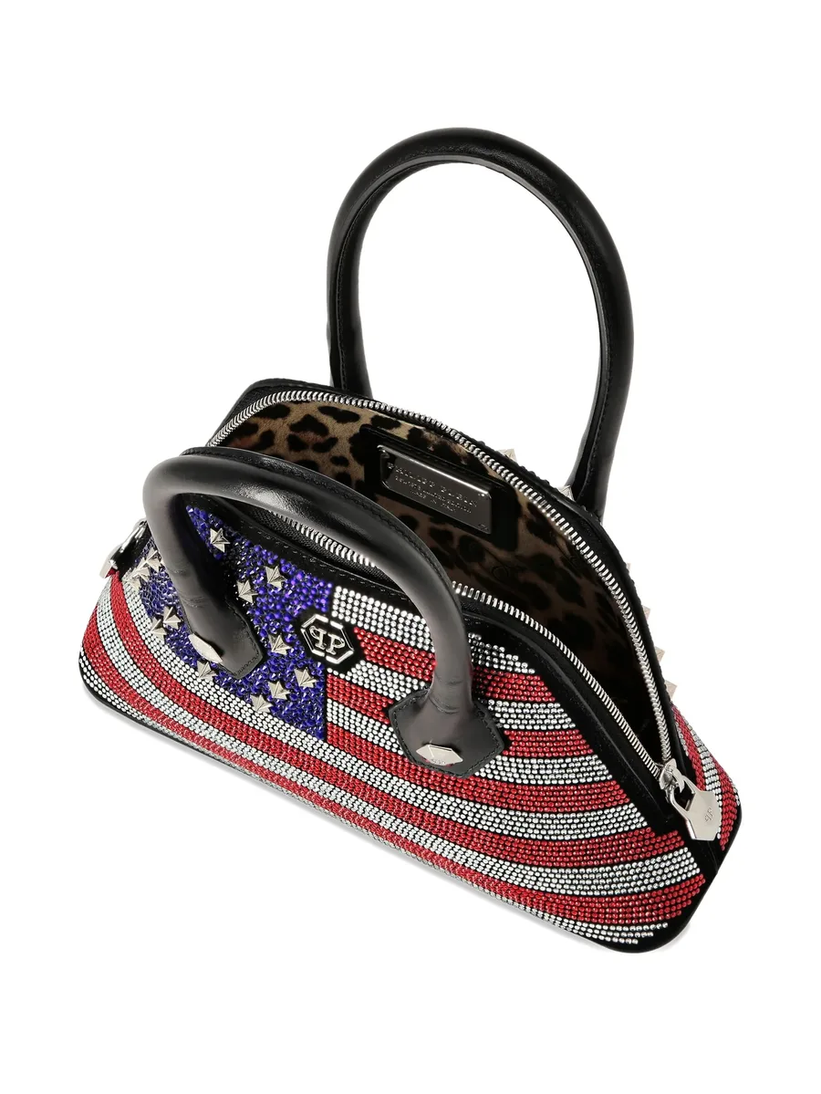 suede majestic strass US flag handle bag 4
