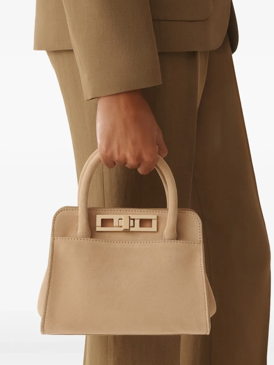 turn-lock suede tote bag 4