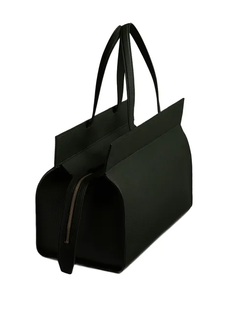 Pebbled leather zip handbag