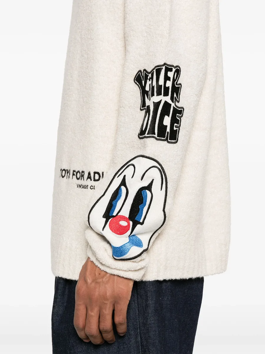 patch-detailing bouclé sweater 9