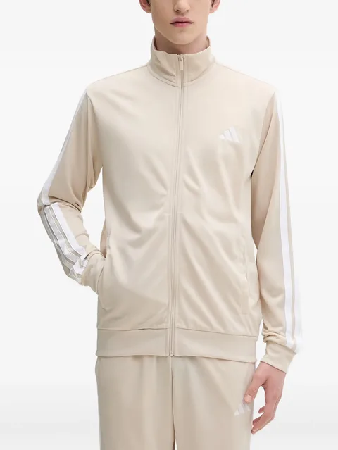 side-stripe zip-up sweater