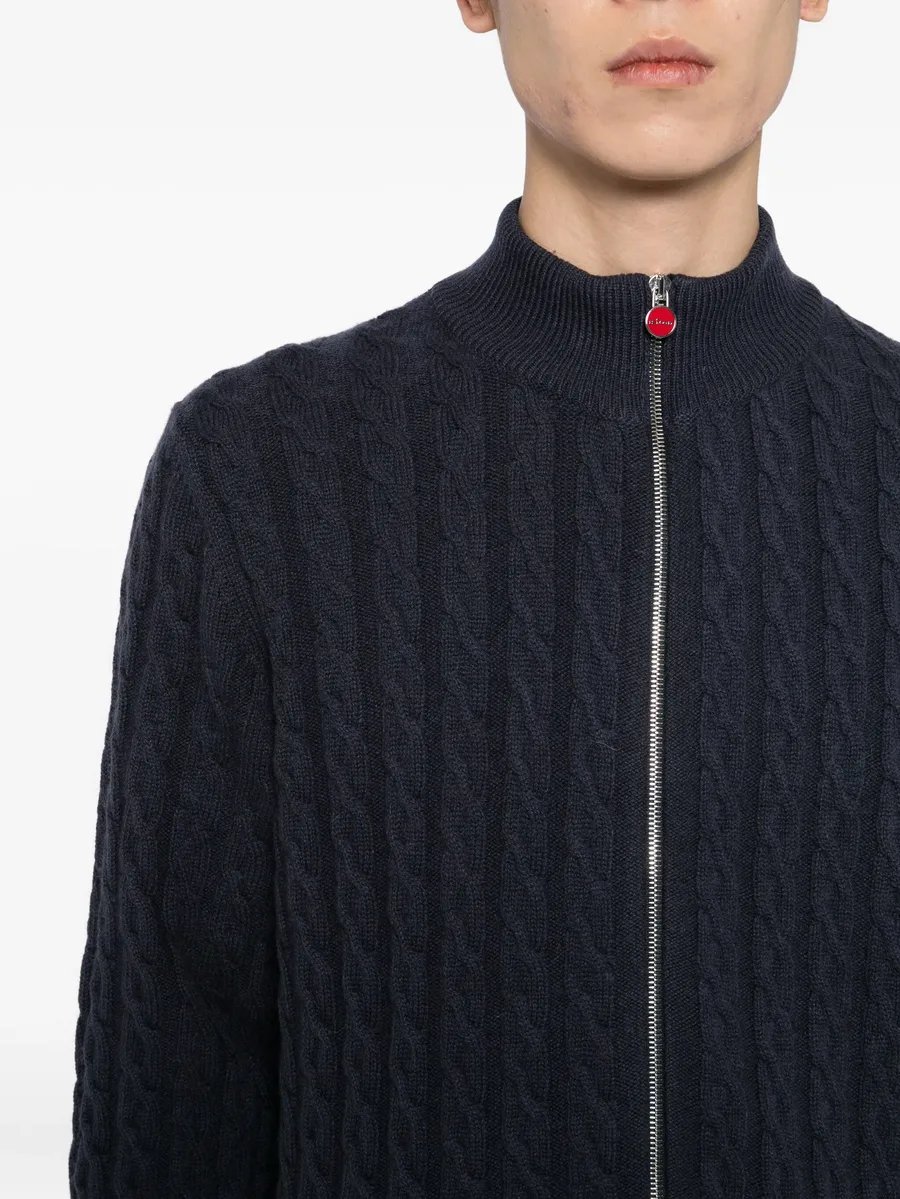 cable-knit zip-up cardigan 10