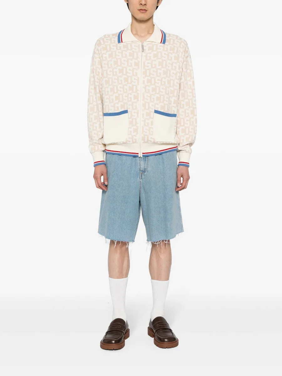 logo intarsia-knit zip-up cardigan 3