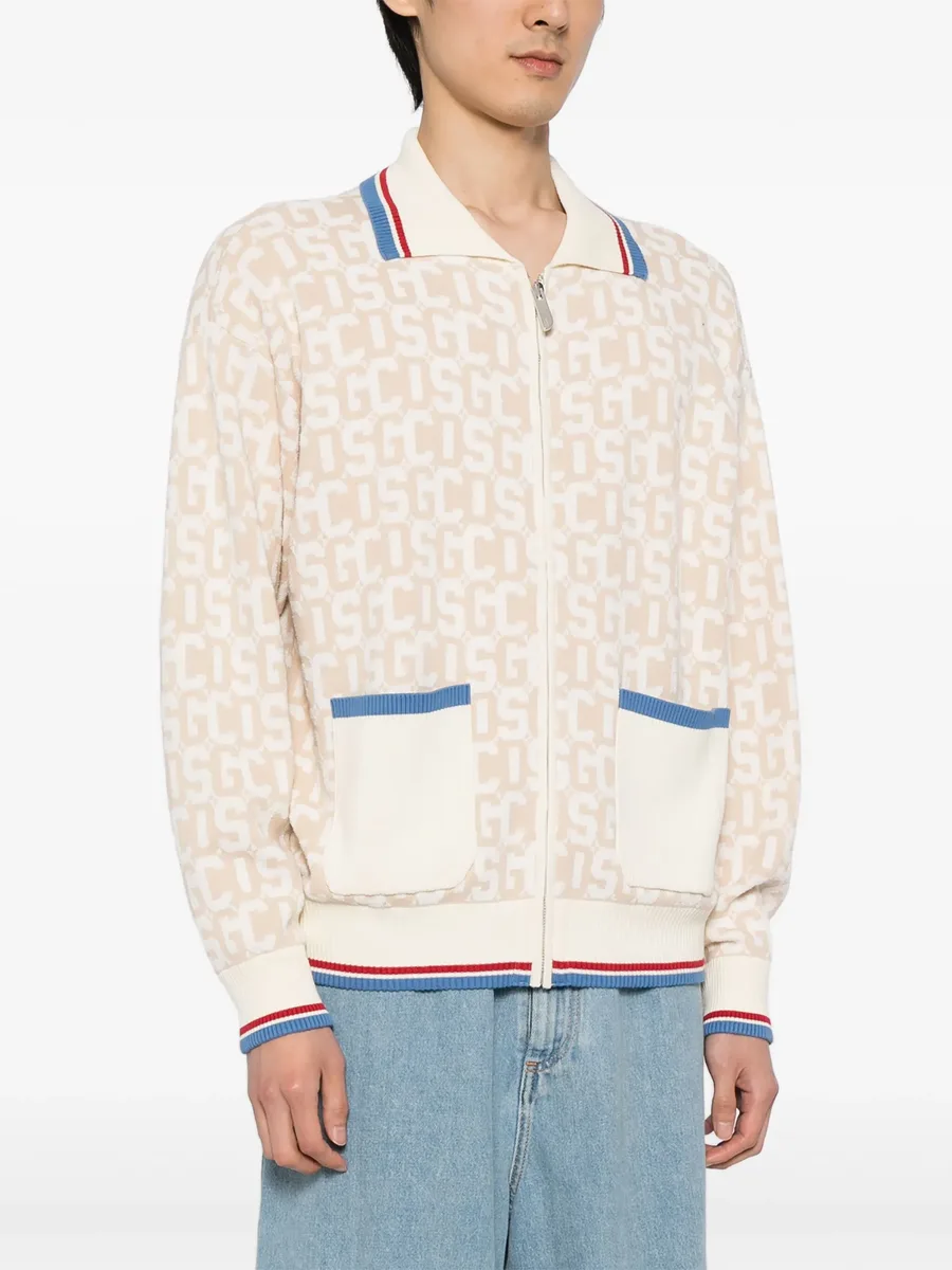 logo intarsia-knit zip-up cardigan 6