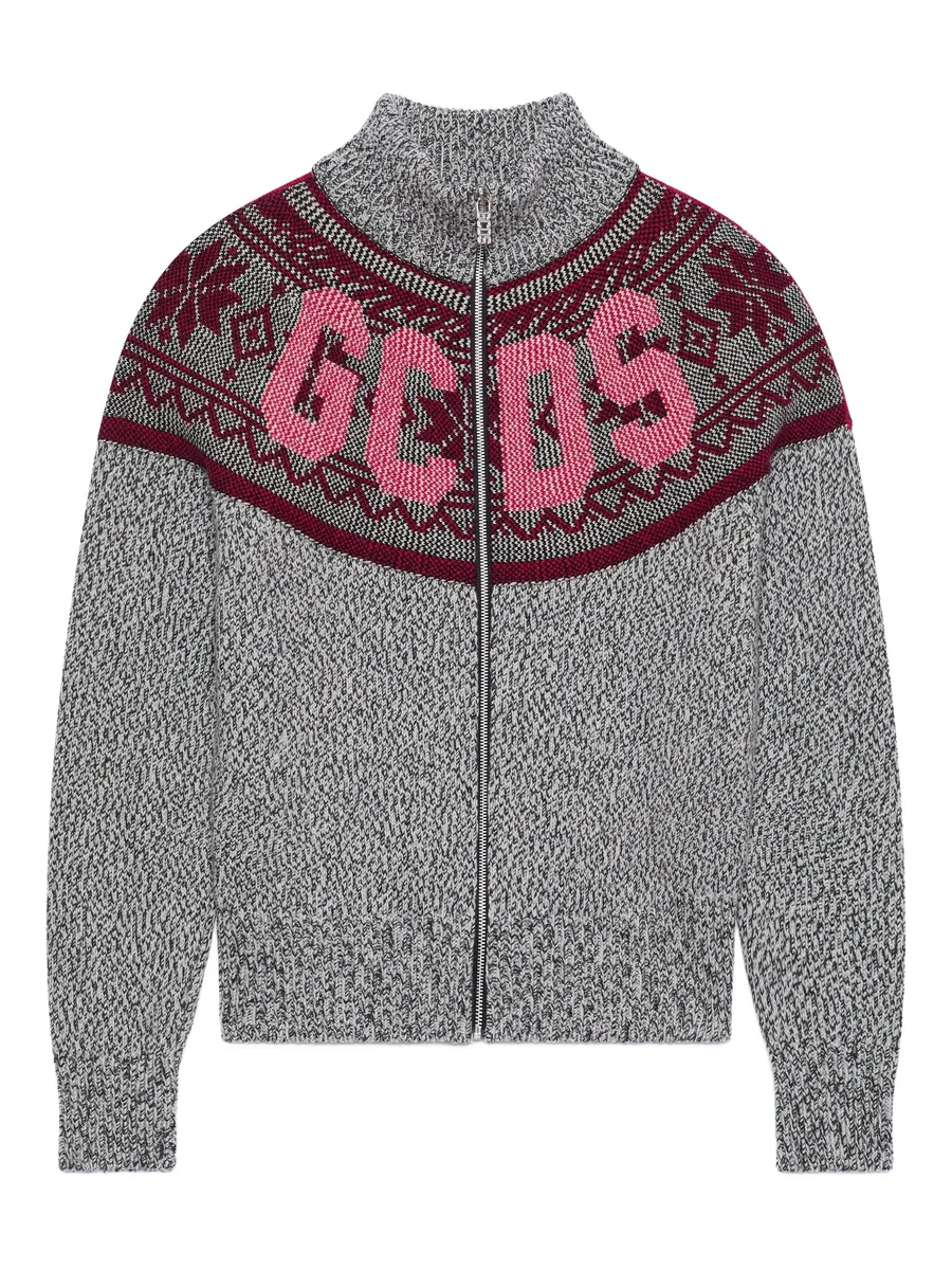 logo-embellishment cardigan 1