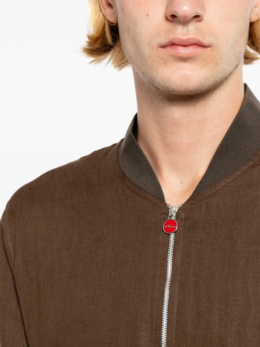 linen ribbed-trim zip jacket 10