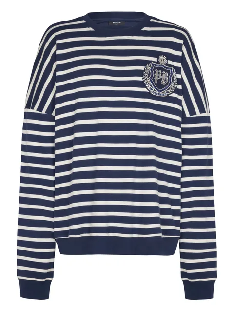 emblem striped sweatshirt