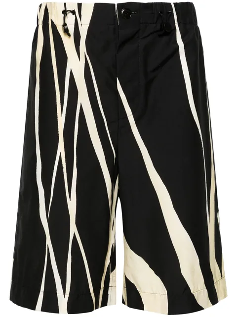 drawstring cotton-belnd bermuda shorts