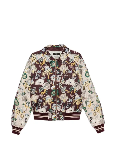 floral-embroidered bomber jacket